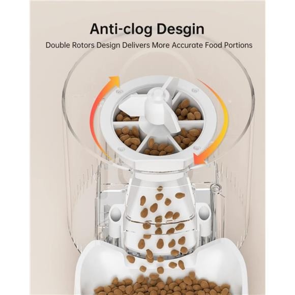 Automatic Cat Feeders, 3L Timed Cat Dry Food Dispenser with Clog-Free Design - Picture 5 of 6